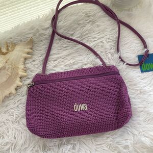 DOWA Purple Crossbody Crochet Zip Bag Small‎ Lughtweight NEW